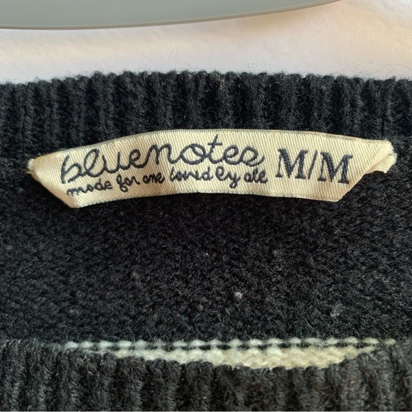 Bluenotes Ladies Medium Black and White Stripped Sweater - Picture 3 of 7